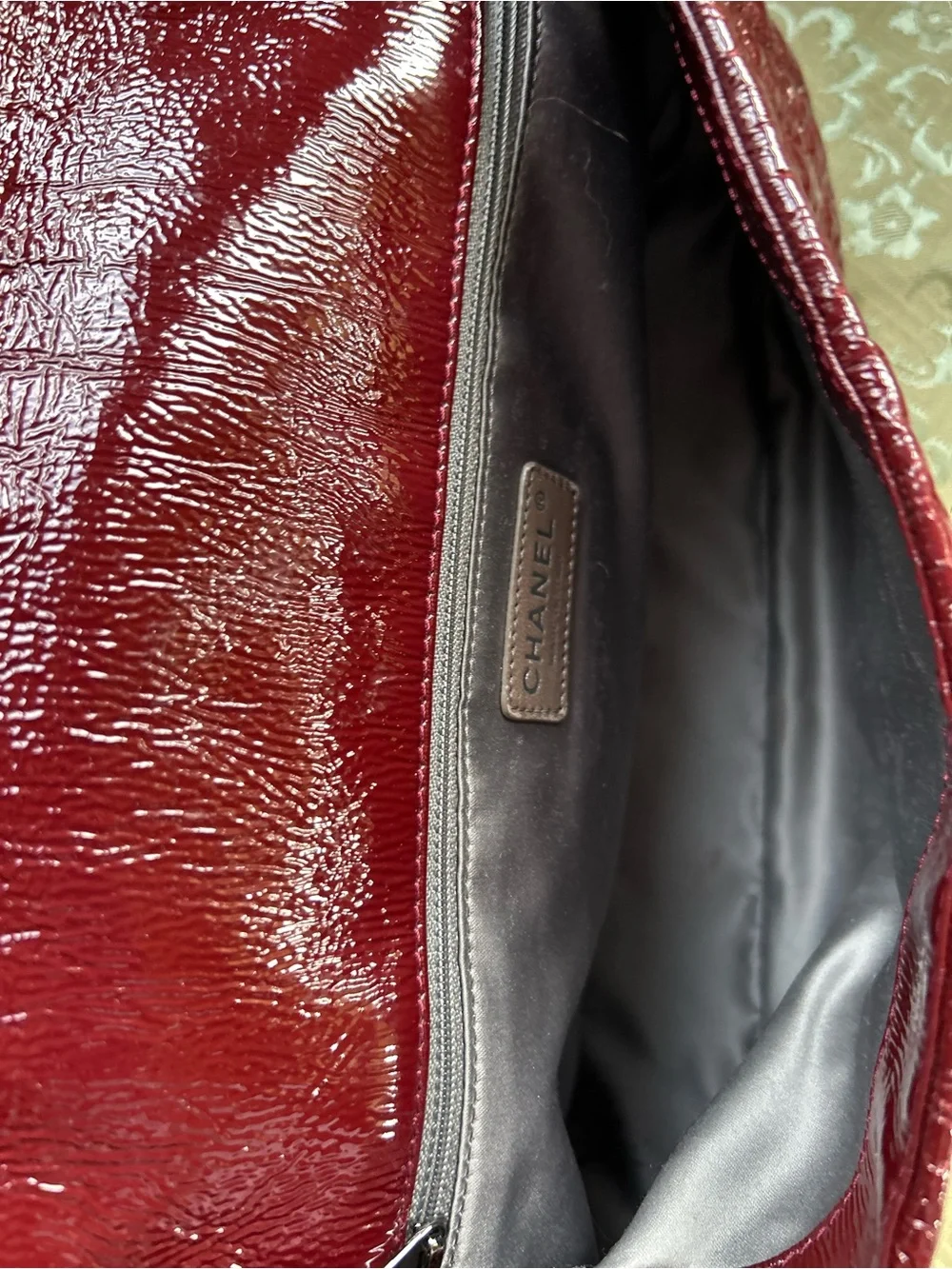 Chanel Patent Leather Camellia Jumbo Bag